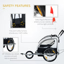 2-Seater Baby Bike Trailer with Pivot Wheel Hitch - Black & White