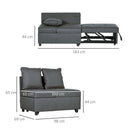 Grey Convertible Sleeper Chair Bed with Magazine Pocket