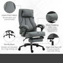 Grey Fabric Office Chair with Massage Pillow, USB Power, Footrest - High Back, 360° Swivel