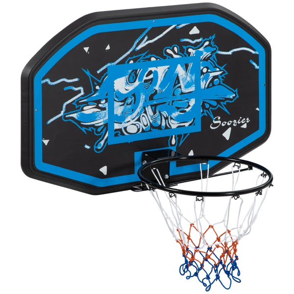 Blue & White Wall Mounted Mini Basketball Hoop Set for Teens & Adults