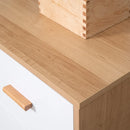 3-Drawer White and Natural Bedroom Storage Cabinet