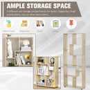 8-Tier Natural Bookcase with Anti-Tipping Foot Pads