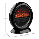 Black Tabletop Electric Fireplace Heater with Realistic Flame Effect