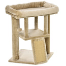 Brown Cat Tree Tower with Scratching Post and Toy Ball