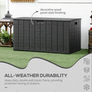 Black Outdoor Garden Storage Box with Wheels - Heavy Duty Water-resistant Container