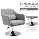 Swivel Accent Chair with Adjustable Height and Lumbar Support, Light Grey