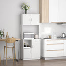 White Freestanding Kitchen Storage Cabinet with Microwave Counter