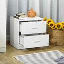 Modern White 2-Drawer Bedside Table Nightstand for Bedroom