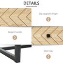 Natural 6-Drawer Zigzag Design Chest of Drawers with Metal Base, 120x71cm