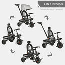 Grey 4-in-1 Kids Trike with Adjustable Seat & Canopy
