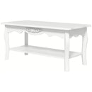 White Wood Coffee Table with Storage Shelf, 94L x 44W x 42H cm