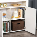 White LED Storage Cabinet with RGB Lighting, High Gloss Front - Modern Sideboard