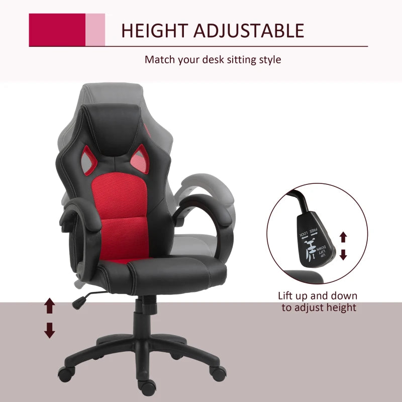 Black High-Back Faux Leather Office Chair with Wheels