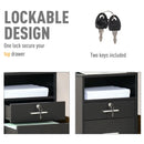 Black 2-Drawer Lockable Filing Cabinet on Wheels