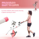 Pink Foldable Recumbent Exercise Bike with 8-Level Magnetic Resistance