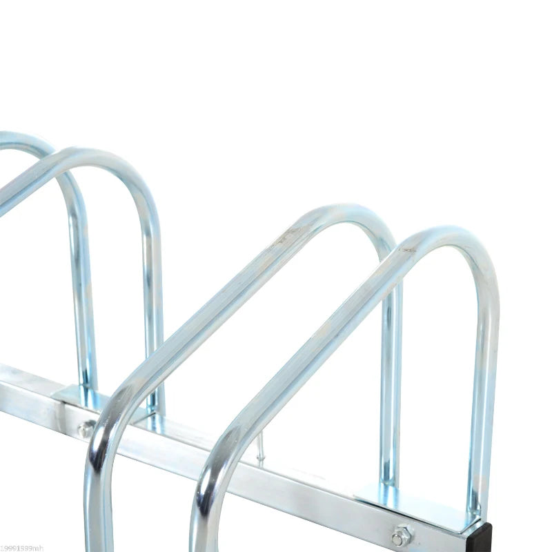 Silver Bike Storage Rack - Floor/Wall Mount, Locking Stand (3 Racks)