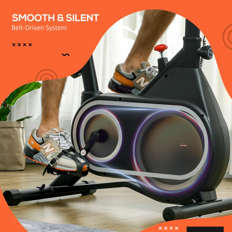Magnetic Indoor Cycling Bike - Red, Silent Flywheel, LCD Display, Tablet Holder