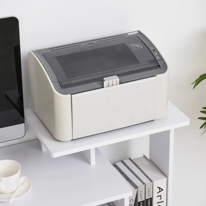 White Computer Desk with Sliding Keyboard Tray & Storage Drawer