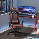 Red Black High-Back Gaming Chair with Footrest