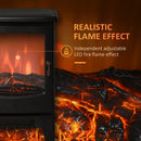 Black Electric Fireplace Heater with Adjustable Flame