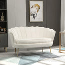 Modern Cream Velvet Loveseat Sofa with Petal Backrest