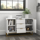 Modern White Storage Cabinet with 3 Drawers