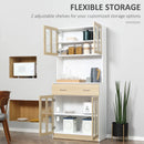 Modern White Kitchen Storage Cabinet with Glass Doors and Drawer, 180cm