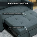 Charcoal Grey Convertible Loveseat Sofa Bed with Cushions and Side Pockets
