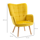 Yellow Velvet Wingback Armchair Set of 2
