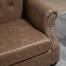 Brown Wingback Tufted Armchair with Nail Head Trim