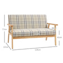 Beige & Coffee Double Seat Loveseat with Lattice Pattern