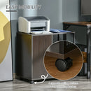 Brown Mobile Printer Stand with Storage Cabinet and Castors