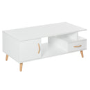 White Modern Coffee Table with Storage and Drawer