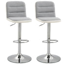 Adjustable Swivel Bar Stools Set of 2, Fabric and Faux Leather, Light Grey