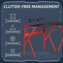 Red L-Shaped Gaming Desk with Monitor Stand and Cup Holder