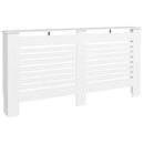 White Modern Radiator Cover with Horizontal Slats, 152 x 19 x 81 cm