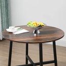Rustic Brown Round Dining Table with Steel Legs