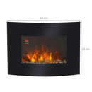 Curved Glass Electric Fireplace with 7 Colour Side Lights, 900/1800W, 65cm x 52cm