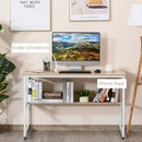 Oak Computer Desk with Storage Shelf, 120 x 60cm, Metal Frame