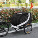 Steel Dog Bike Trailer Pet Carrier for Bicycle - White/Black