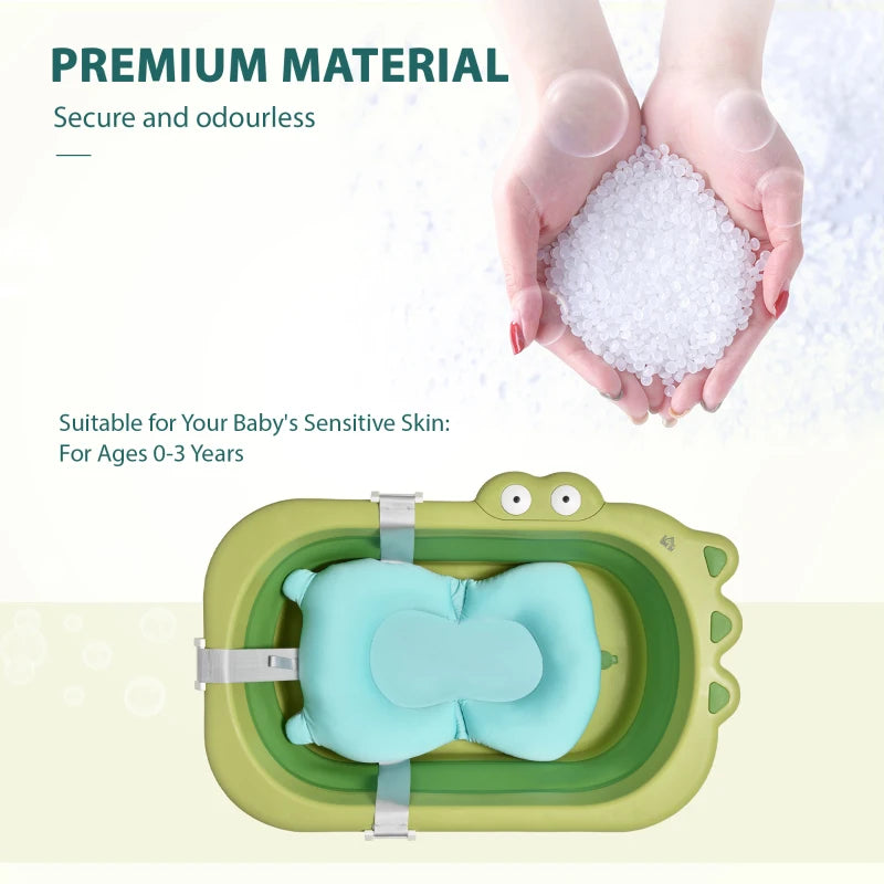Green Ergonomic Baby Bath Tub with Cushion 0-3 Years
