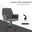 Grey Linen Office Swivel Chair with Adjustable Height and Armrest