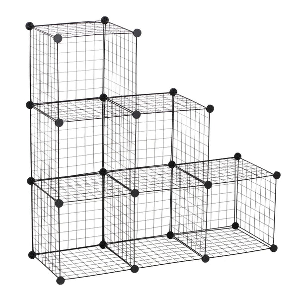 Black 6-Cube Metal Wire Storage Cabinet Organizer