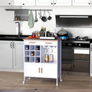 Rolling Kitchen Cart Sideboard Island - White Portable Storage Cabinet with Wine Racks