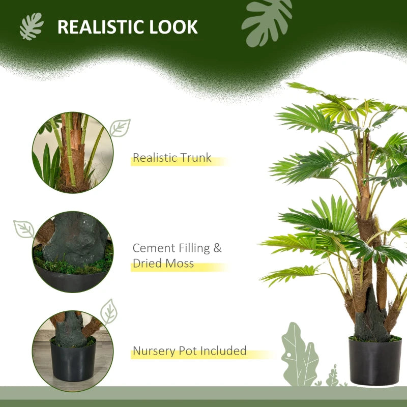 Green Artificial Palm Tree in Pot - Indoor Outdoor Fake Plant Decor, 135cm