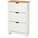White Slim Shoe Cabinet with 3 Flip Drawers - 18 Pairs Storage