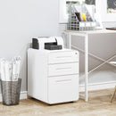 White 3-Drawer Lockable Vertical File Cabinet for A4, Letter, Legal Size