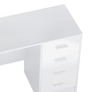 White High Gloss Computer Desk with Drawers