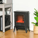 Black Electric Fireplace Stove with Realistic Flame Effect