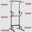 Black Power Tower Dip Station Pull Up Bar - Adjustable Height Home Gym Equipment